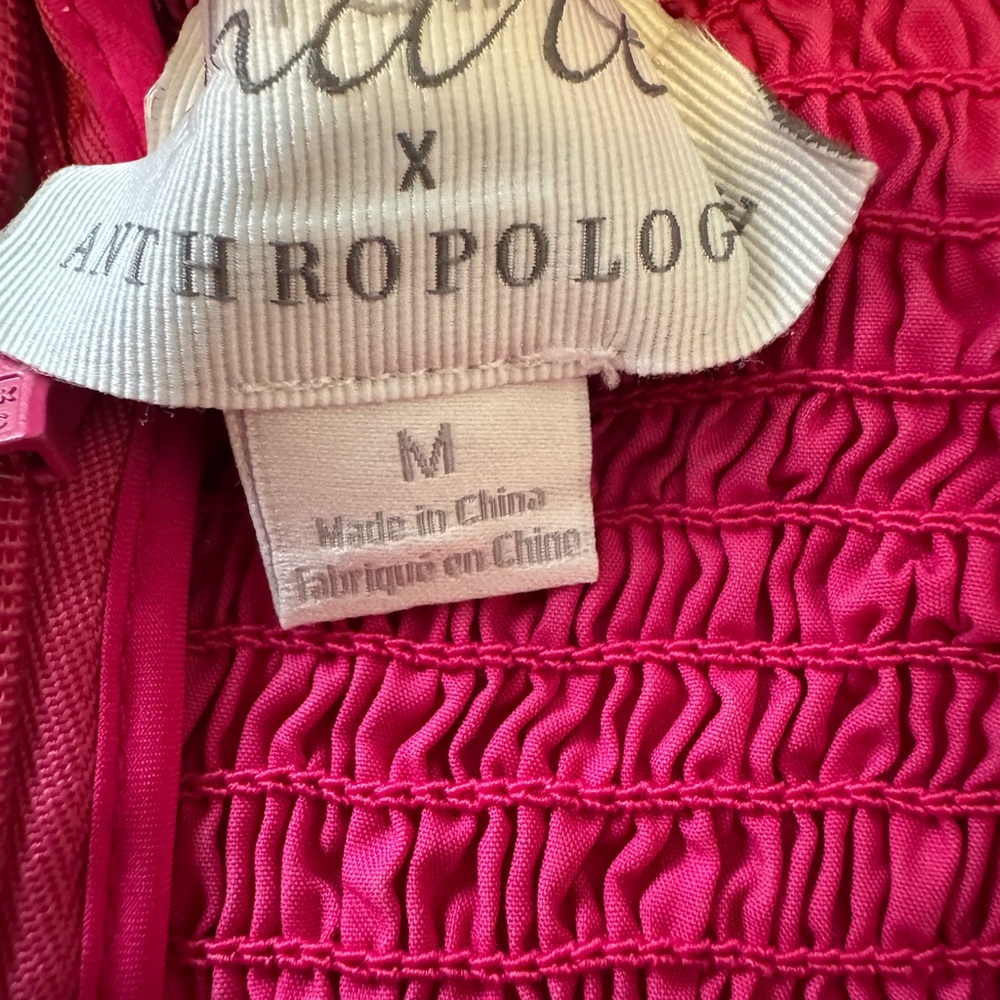 Anthropologie Pink Smocked Top